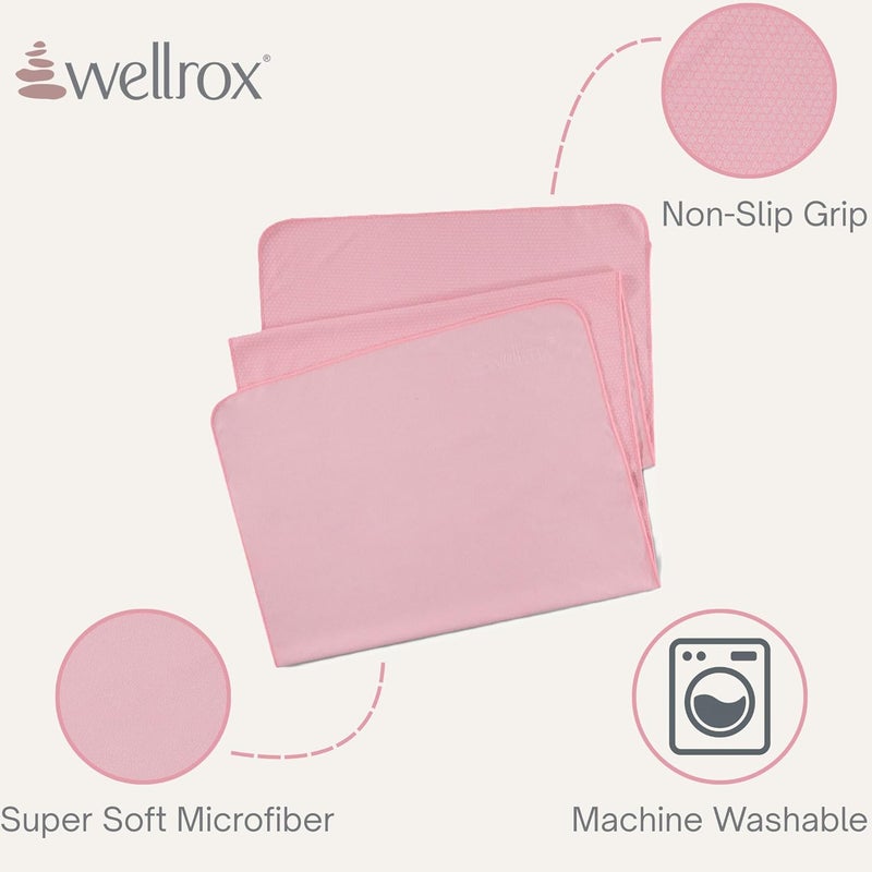 Wellrox منشفة يوغا ميكروفايبر مع قبضة - فائقة الامتصاص، ناعمة للغاية، وتجف بسرعة، منشفة يوغا ساخنة غير قابلة للانزلاق لليوغا، بيكرام، وتمارين اللياقة البدنية (74 بوصة × 26 بوصة، وردي) - Image 2